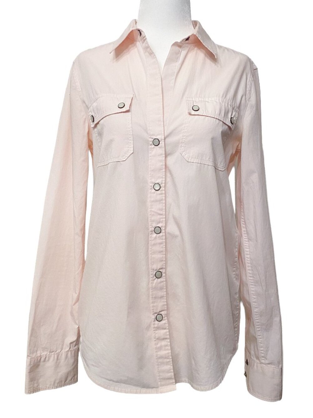 BANANA REPUBLIC Pink Snap Button Cotton Long Sleeve Shirt Sz S Western Chic
